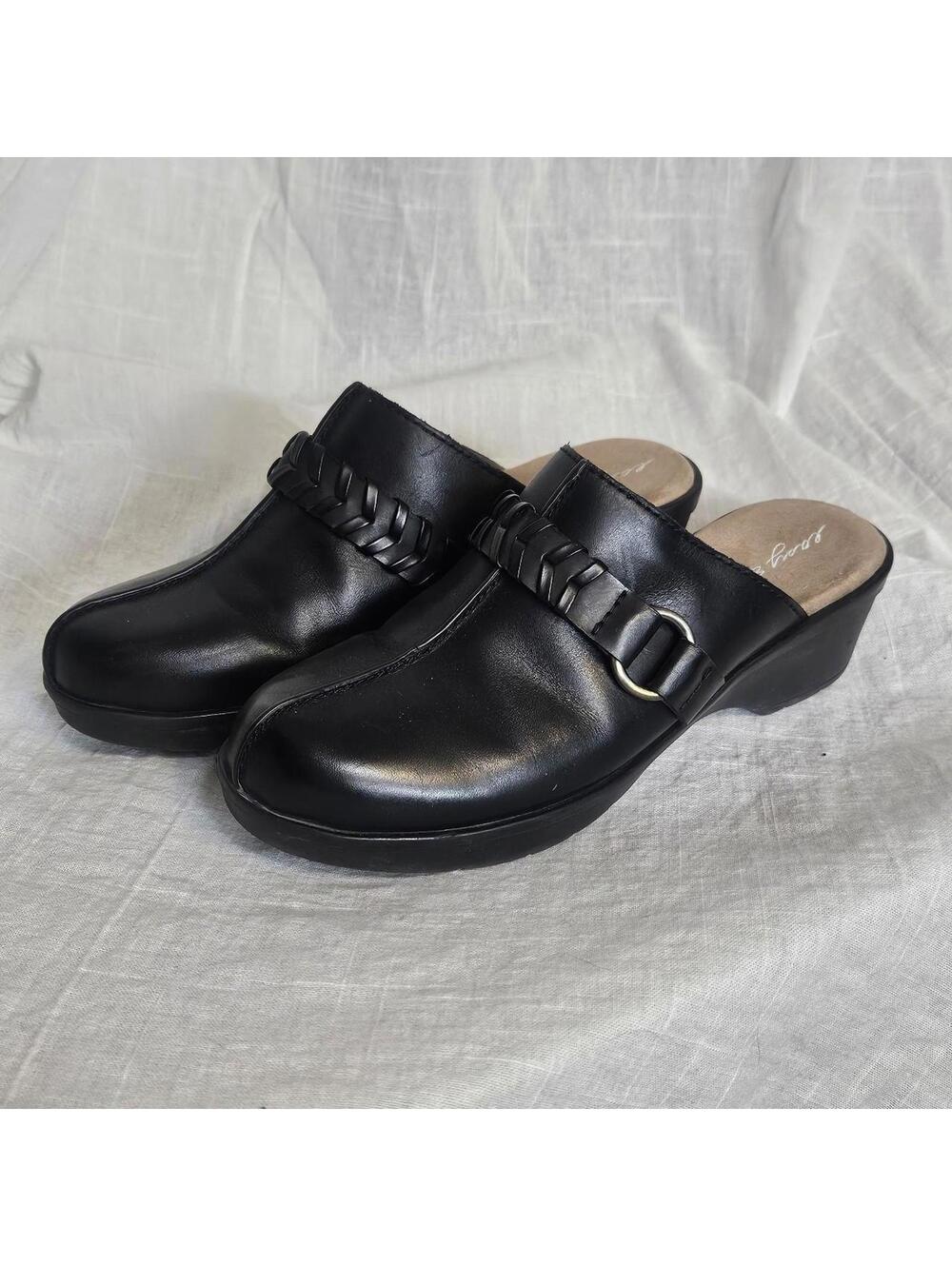 Black vegan leather clogs size 8
